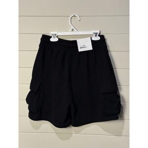 NWT Aero DWNTME Black Cargo Baggy Shorts XXS Cotton Recycled Polyester New